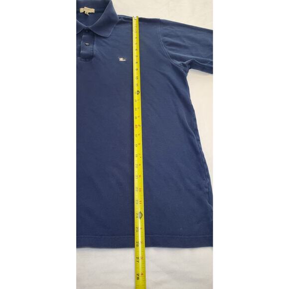 Burberry London Size M Mens Classic Polo Navy Cotton Nova Check Trim Ca11 - Picture 2 of 9